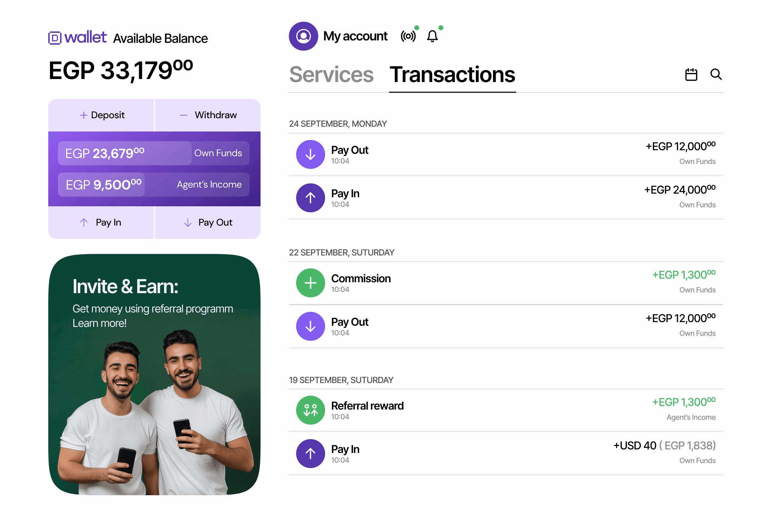 Digital Wallet mainpage